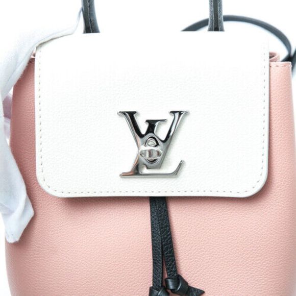 Louis Vuitton Lockme Rose Ballet Noir Pink White Mini Calf Leather Backpack - Picture 5 of 8
